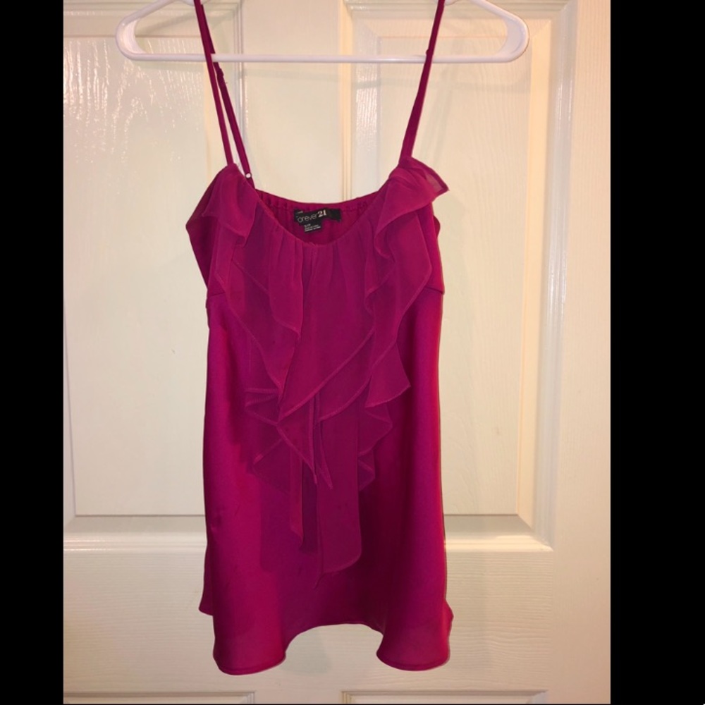Fuchsia Silk Ruffled Cami